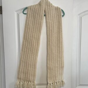 Cream Knit Scarf with Fringe